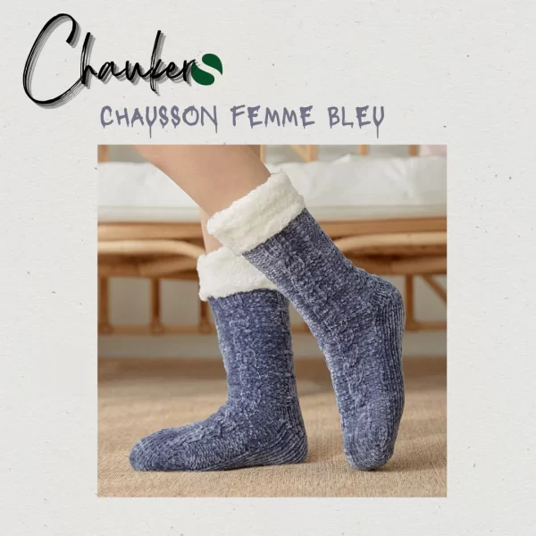 Chausson Chaussette Femme Bleu