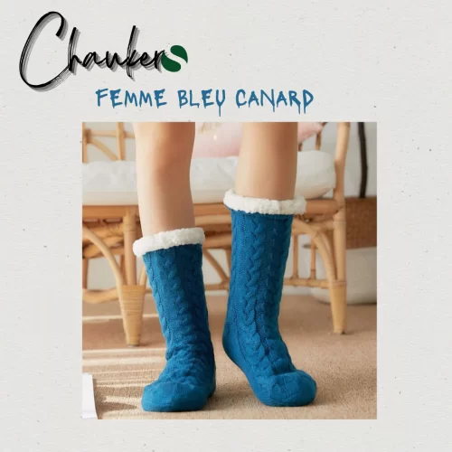 Chausson Chaussette Femme Bleu Canard