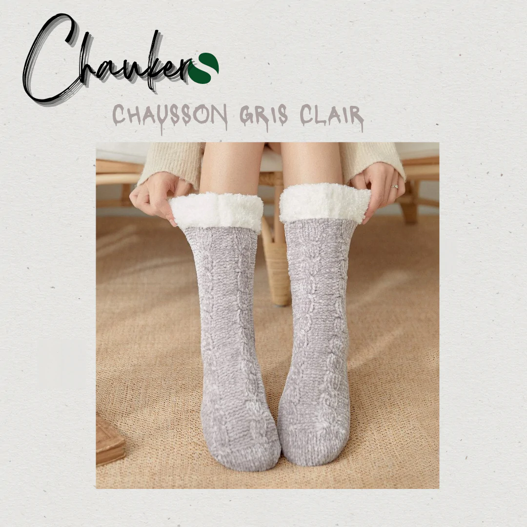 Chaussons Chaussettes Femmes Gris Clair - Chaukers