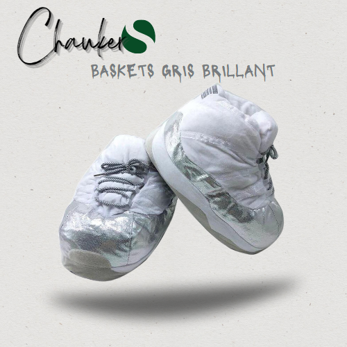 Chausson Sneakers Baskets Gris Brillant