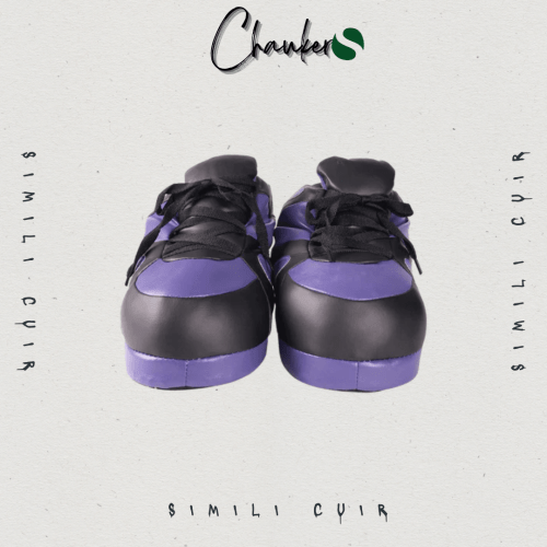 Chausson Sneakers Baskets Simili Cuir Violet et Noir : L'Élégance au Quotidien