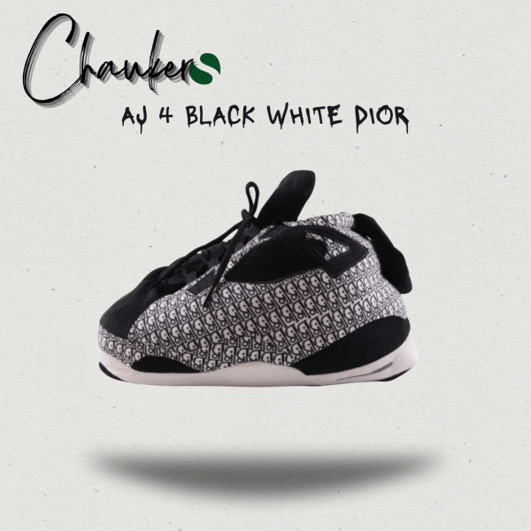 Chaussons Sneakers Jordan AJ 4 Black White Dior L'Élégance Dior Associée à l'Iconique AJ 4