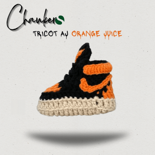 Chausson Bébé Tricot AJ Orange Juice : Confort et Style pour les Petits Sneakerheads